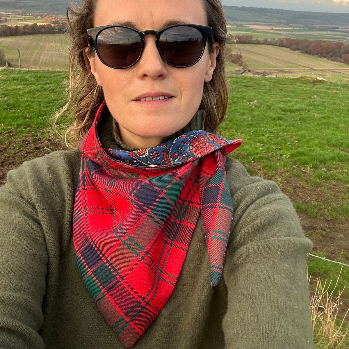 Robertson Red Modern Tartan Scout Scarf