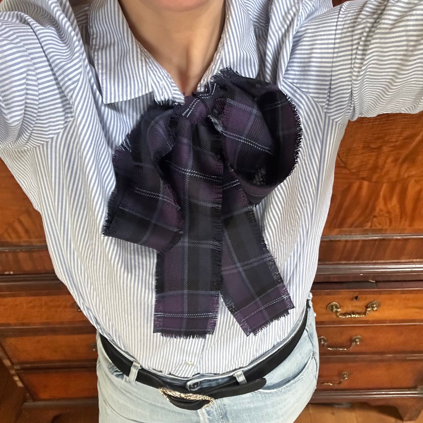 Tartan Twilly Ribbon Scarf - Scottish Thistle