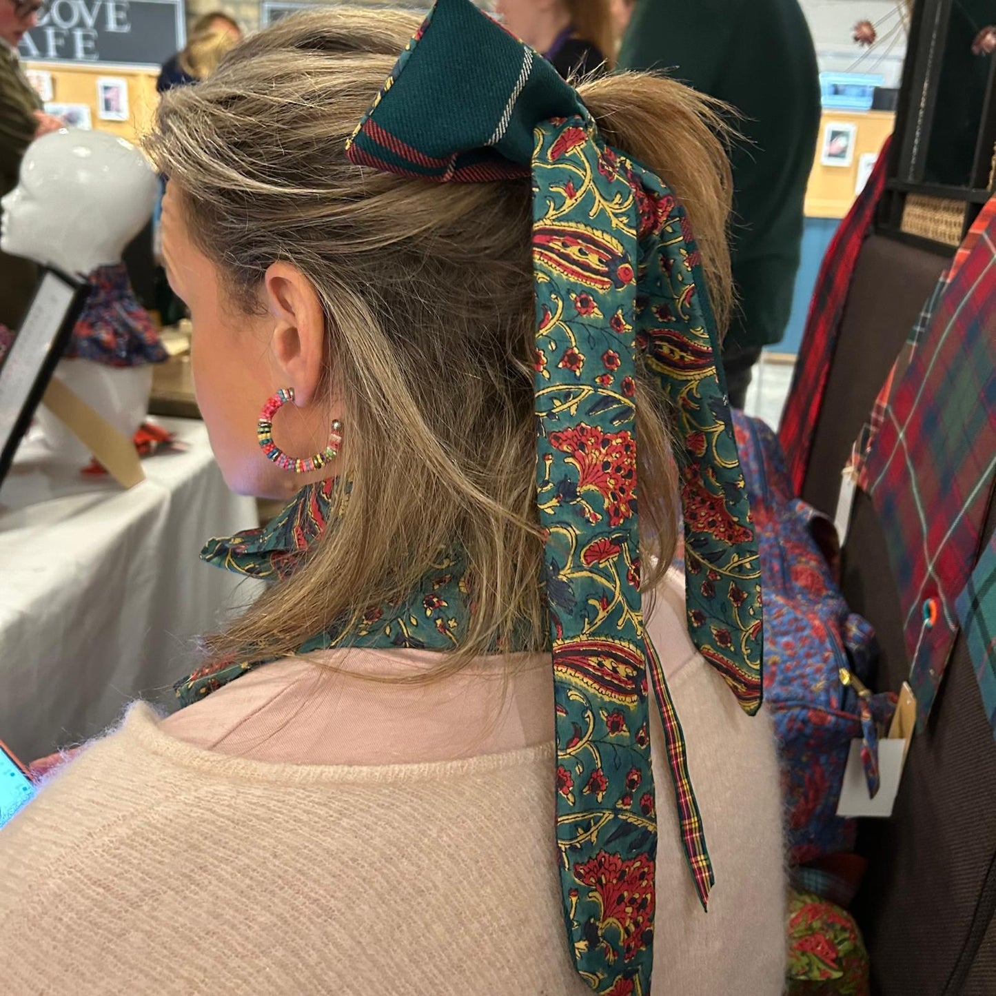 Welsh National tartan hair bow